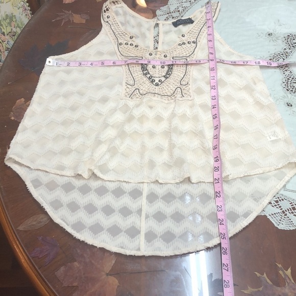 ASTR Chevron Bronze Studded Embellished Flowy High Low Tank Medium Cream - Picture 8 of 11